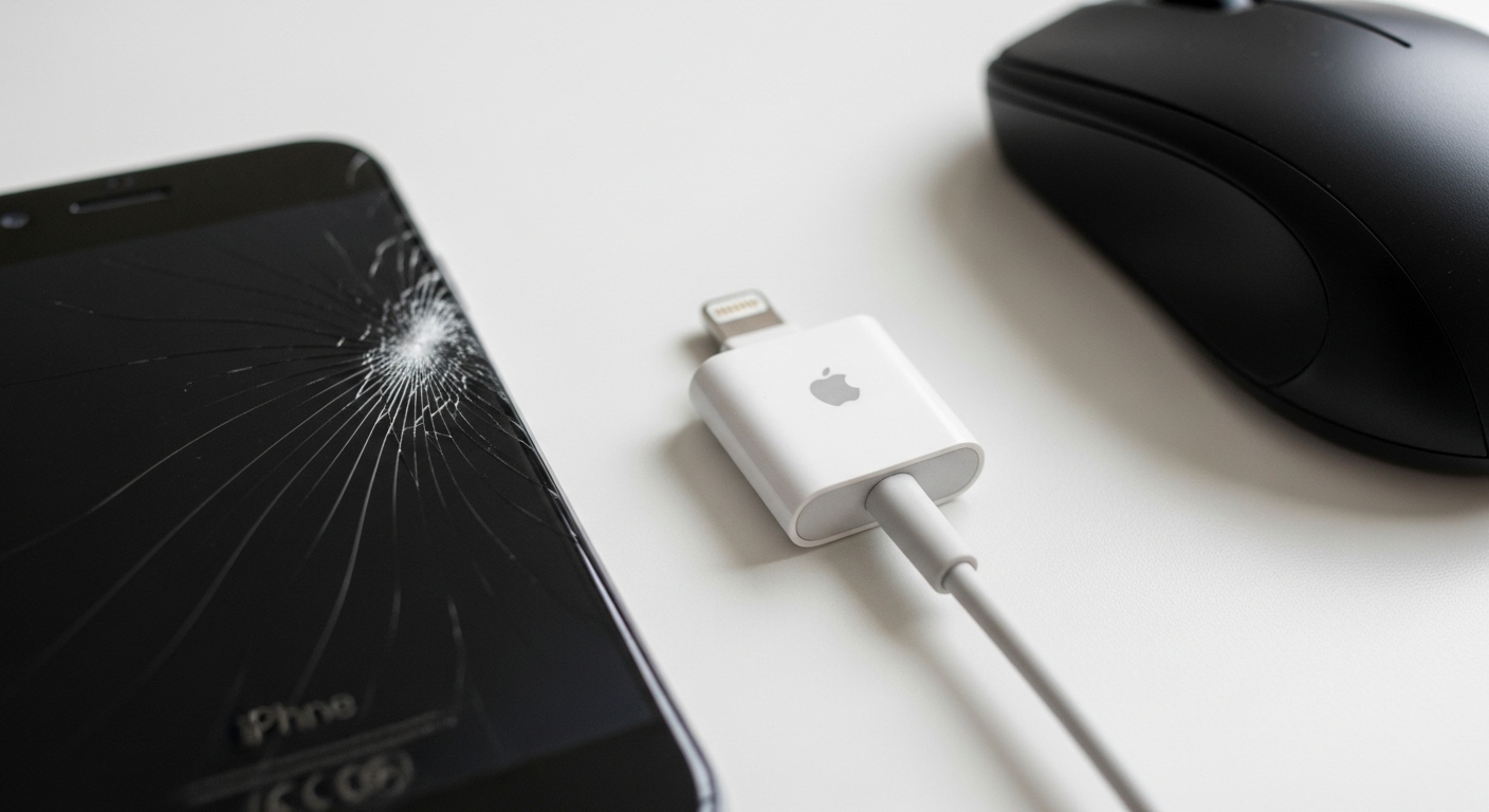 画面割れのiPhoneをマウスで操作する注意点